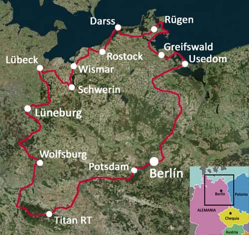 El mapa del motoviaje por el norte de Alemania en Julio 2023